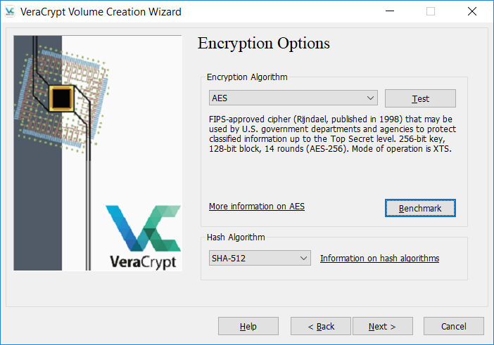 Verycrypt Encryption Options
