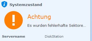 Synology: Achtung fehlerhafte Sektore