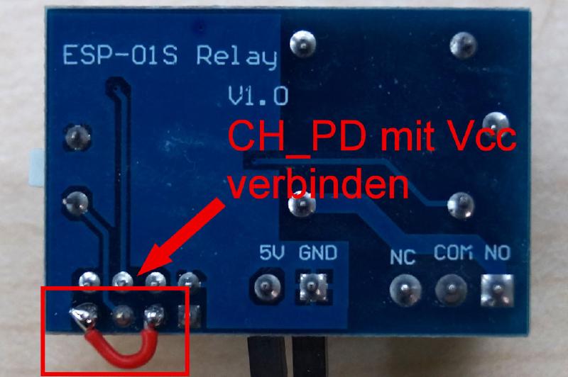 ESP01 Relais Board: unten CH_PD an Vcc